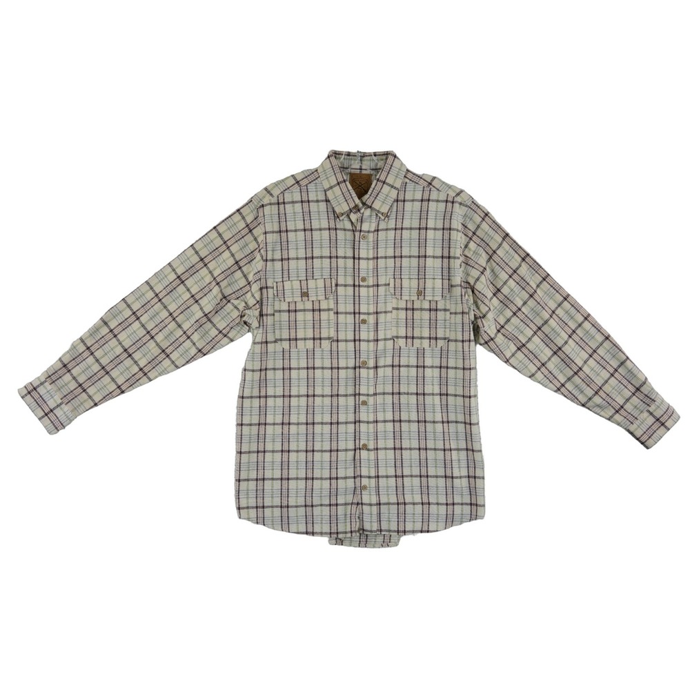Over Under The Crosscut Button Down Shirt Men's Size‎ Large Cream Plaid Rod